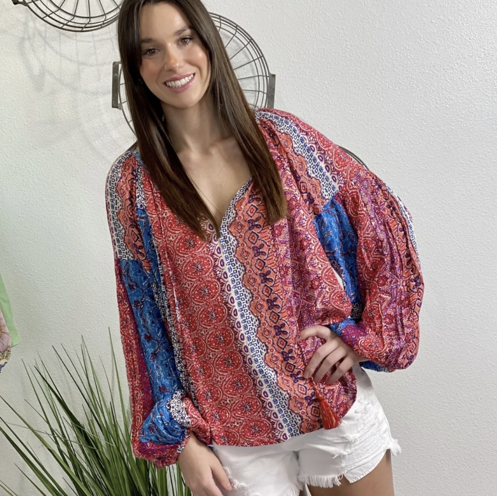 NWT Lovestitch Metallic Top Wit Tassels Size Medium